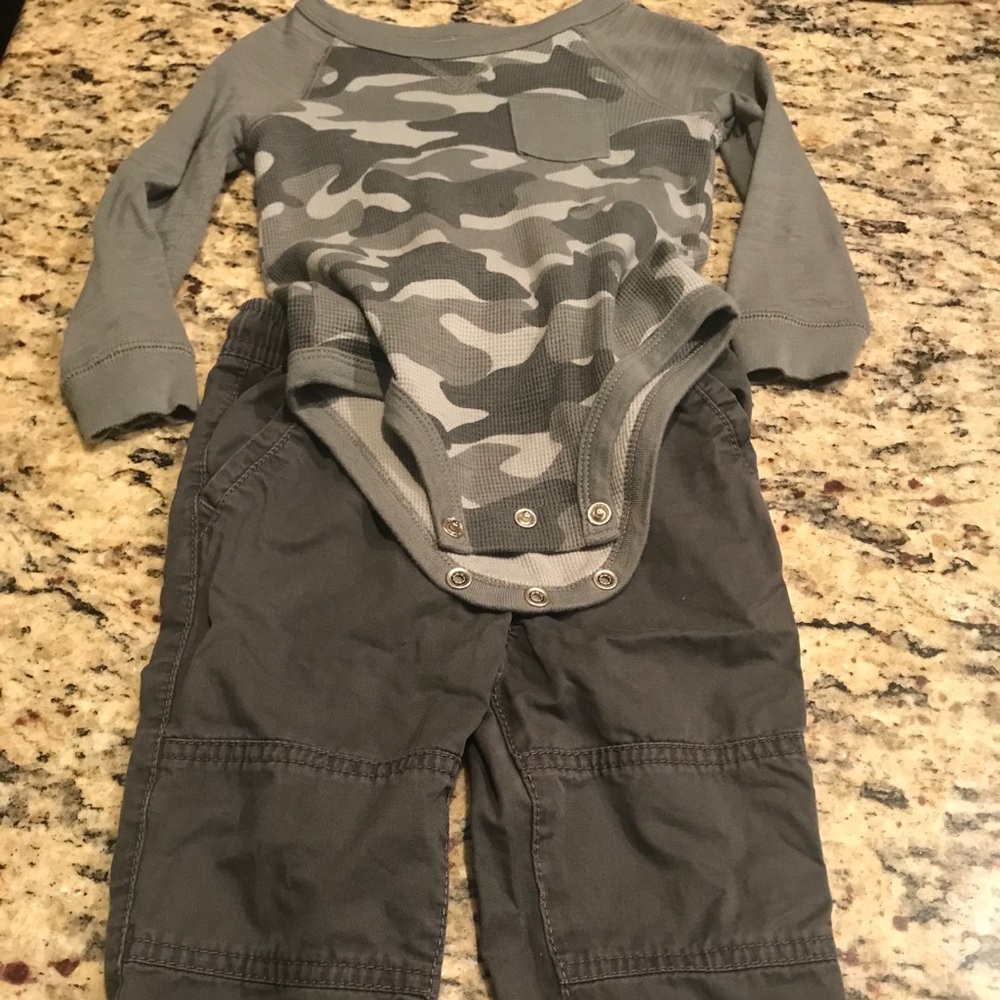 Grey Cameo shirt and grey pants